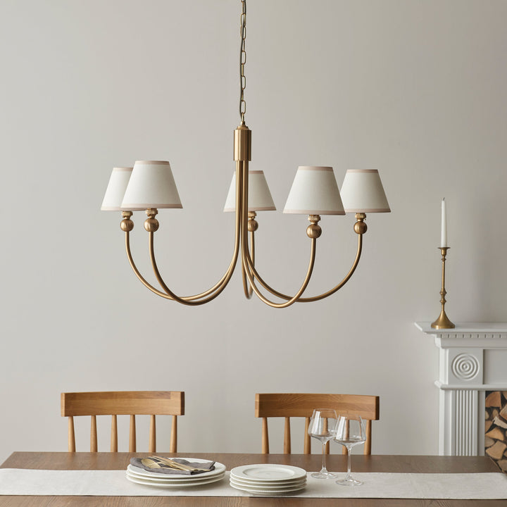 115060 Santiago &amp; Ivy 16cm 5 Light Pendant Brass White