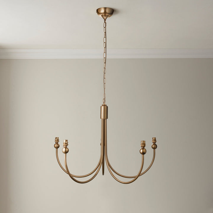 115060 Santiago &amp; Ivy 16cm 5 Light Pendant Brass White