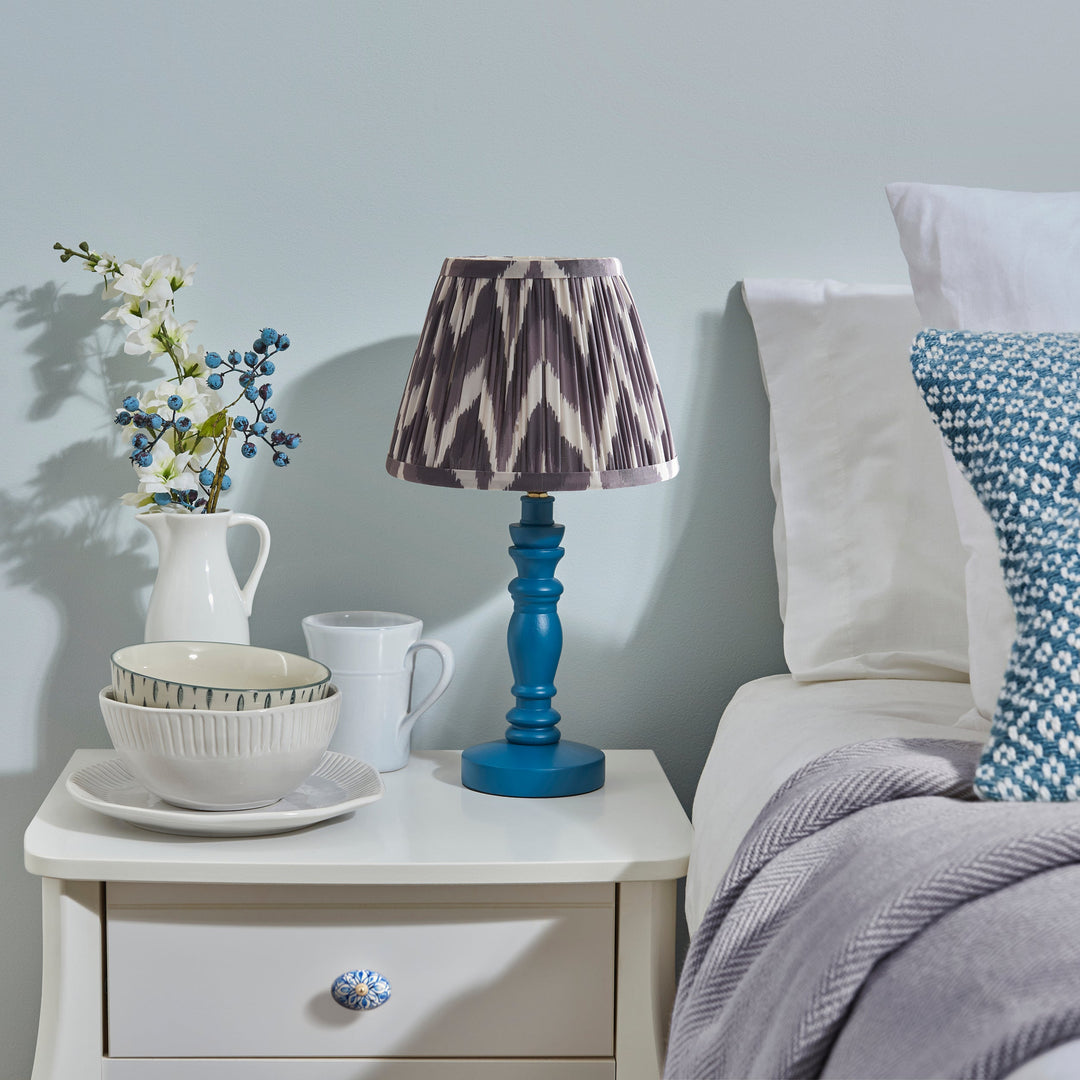 115083 Bibury &amp; Zigzag 20cm Table Lamp Blue Grey