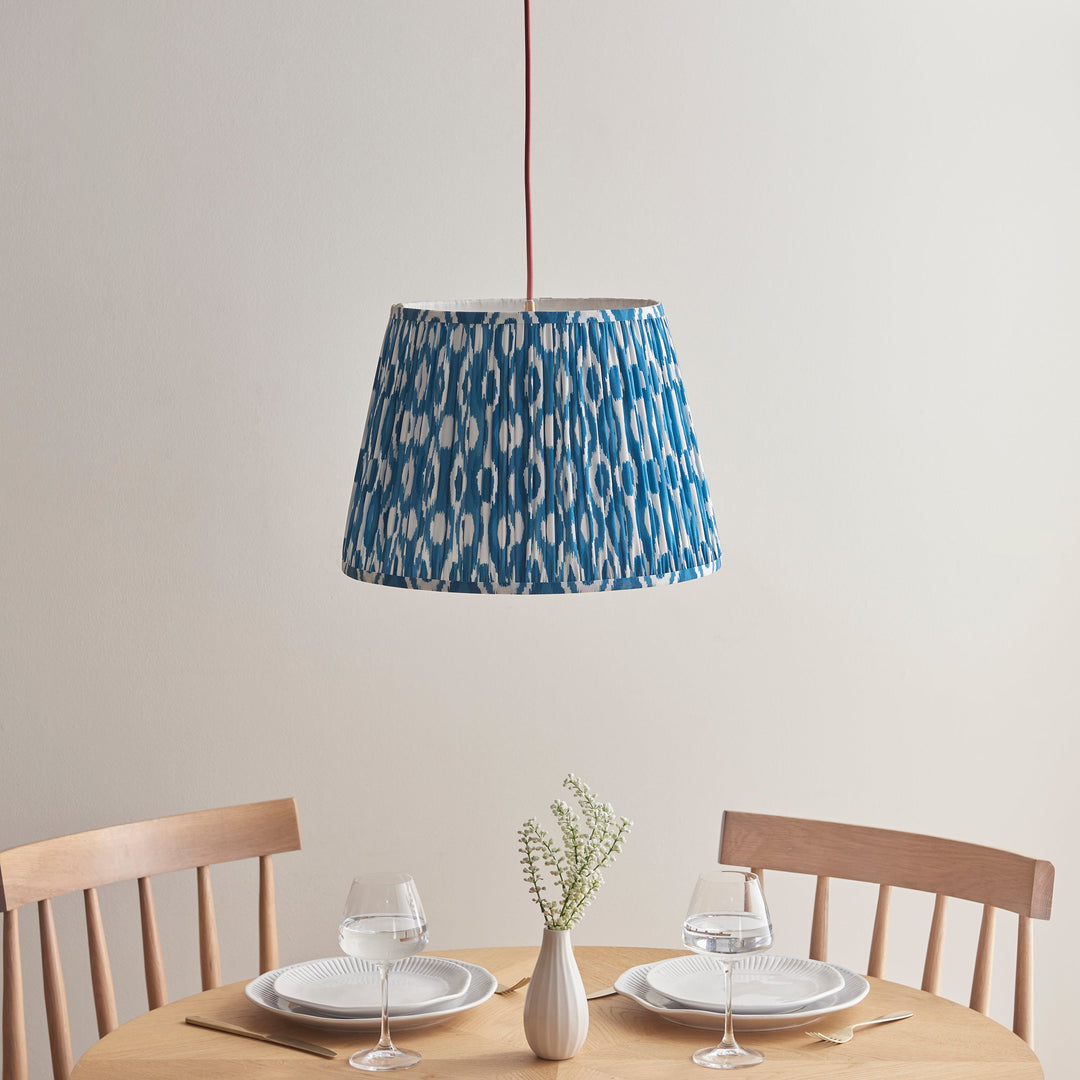 115244 Eltham &amp; Ikat 40cm Pendant Brass Blue