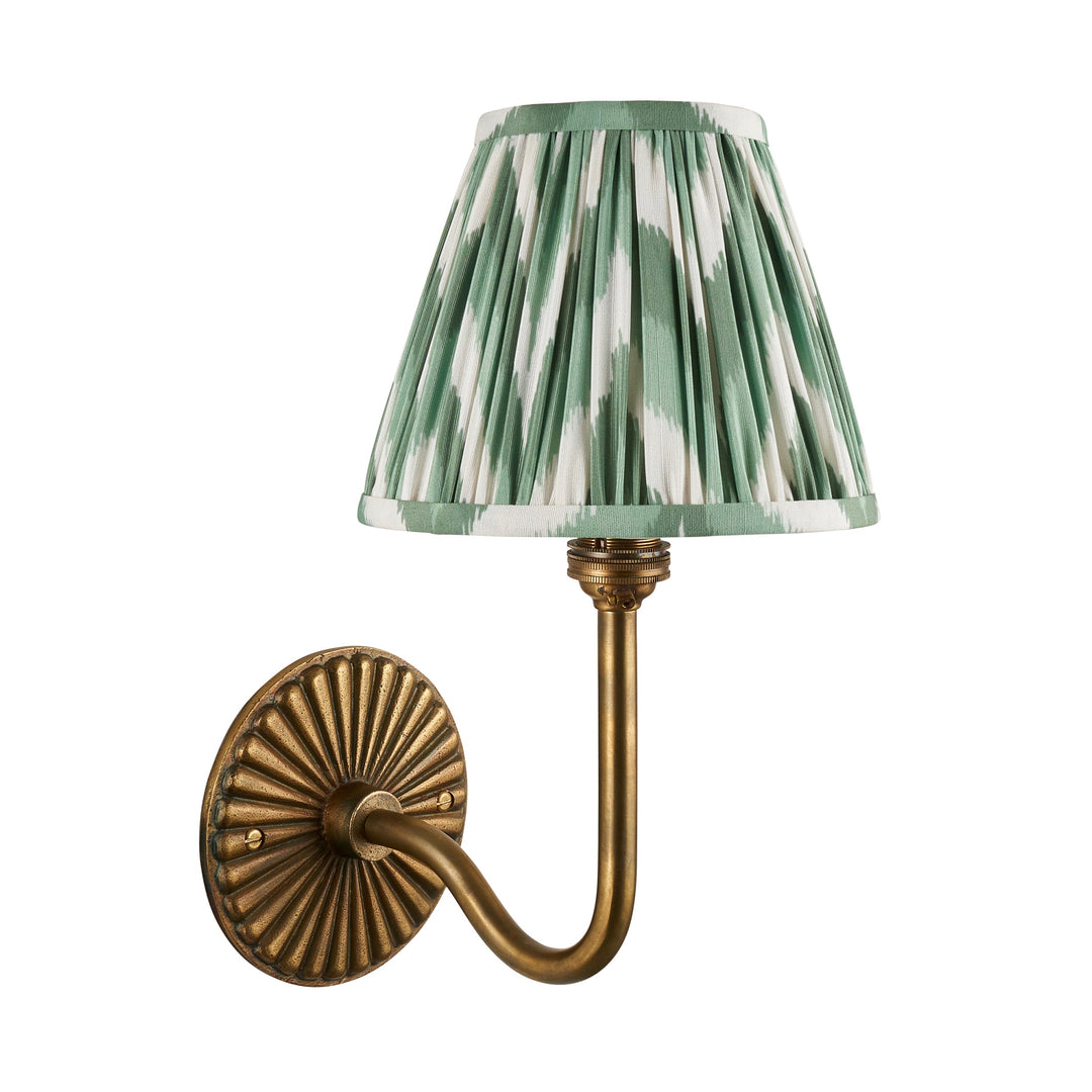115292 Dahlia Swan &amp; Zigzag 16cm Wall Light Brass Green