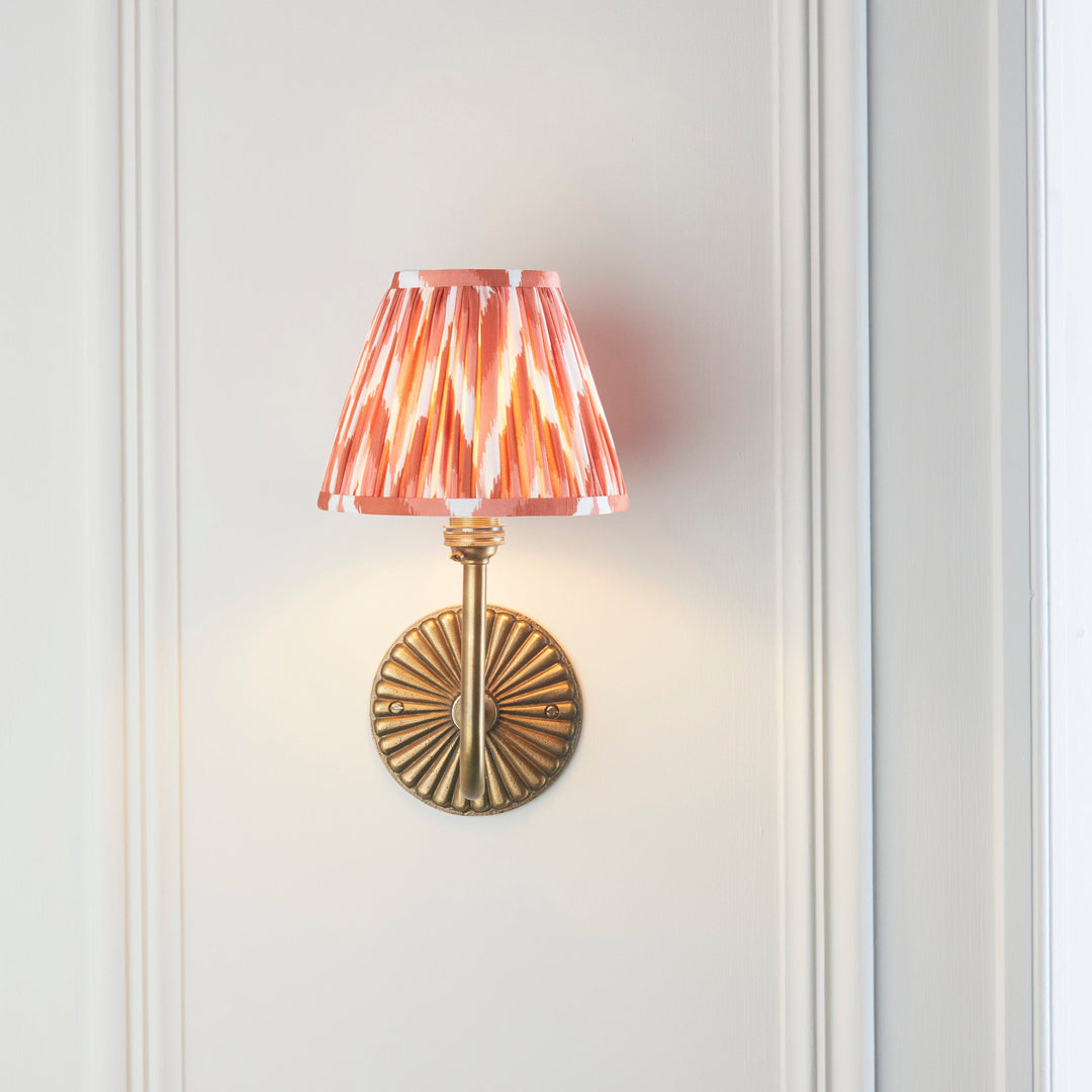 115293 Dahlia Swan &amp; Zigzag 16cm Wall Light Brass Orange
