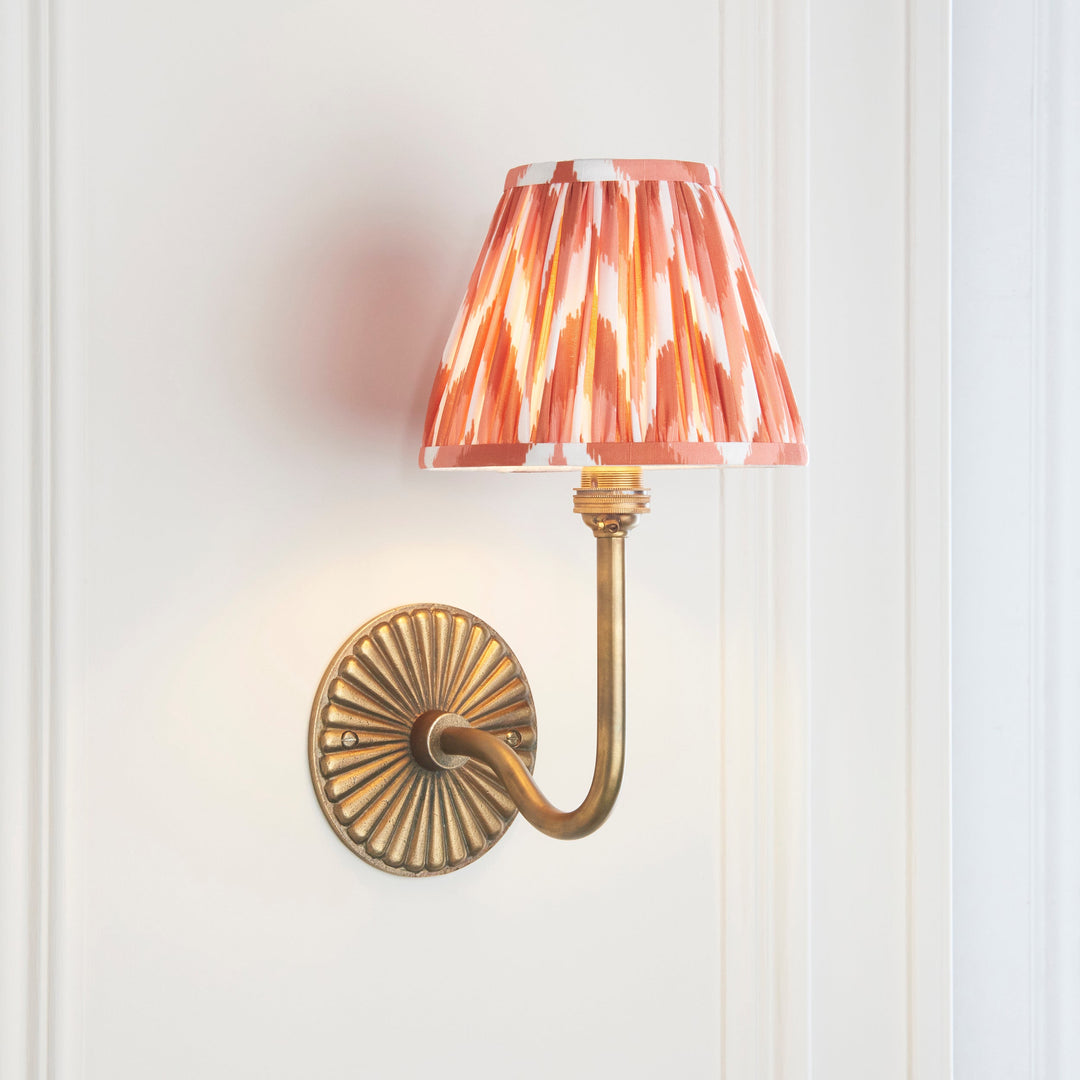 115293 Dahlia Swan &amp; Zigzag 16cm Wall Light Brass Orange