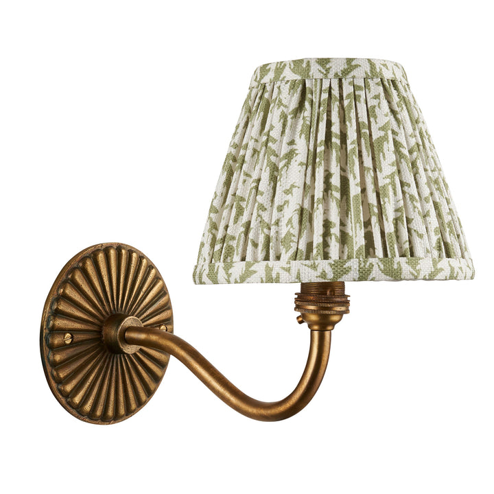 115303 Dahlia Curve &amp; Leaf 16cm Wall Light Brass Green