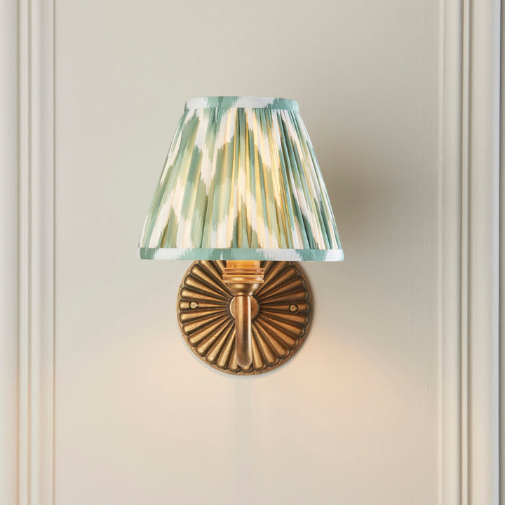 115308 Dahlia Curve &amp; Zigzag 16cm Wall Light Brass Green