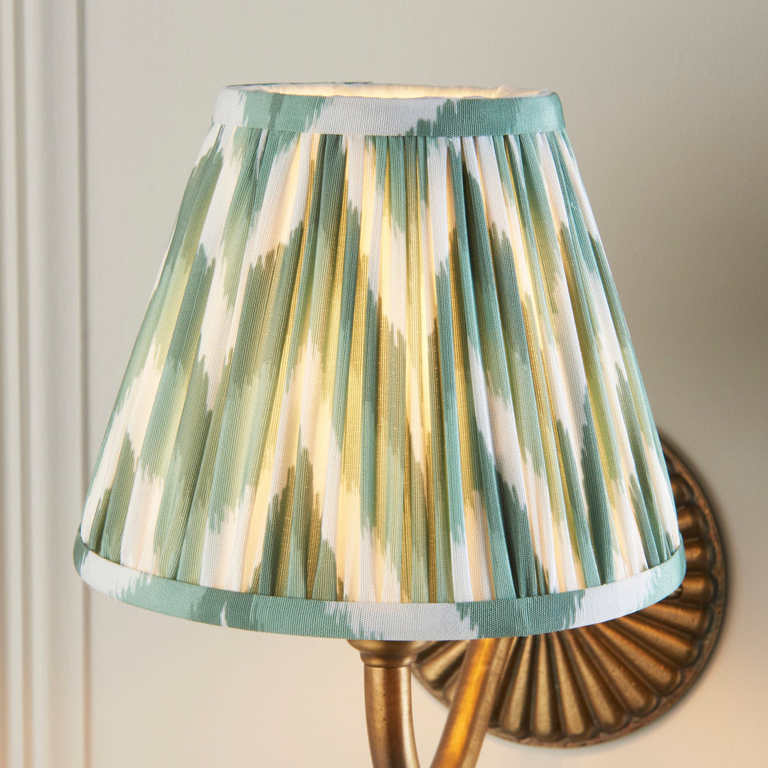 115308 Dahlia Curve &amp; Zigzag 16cm Wall Light Brass Green