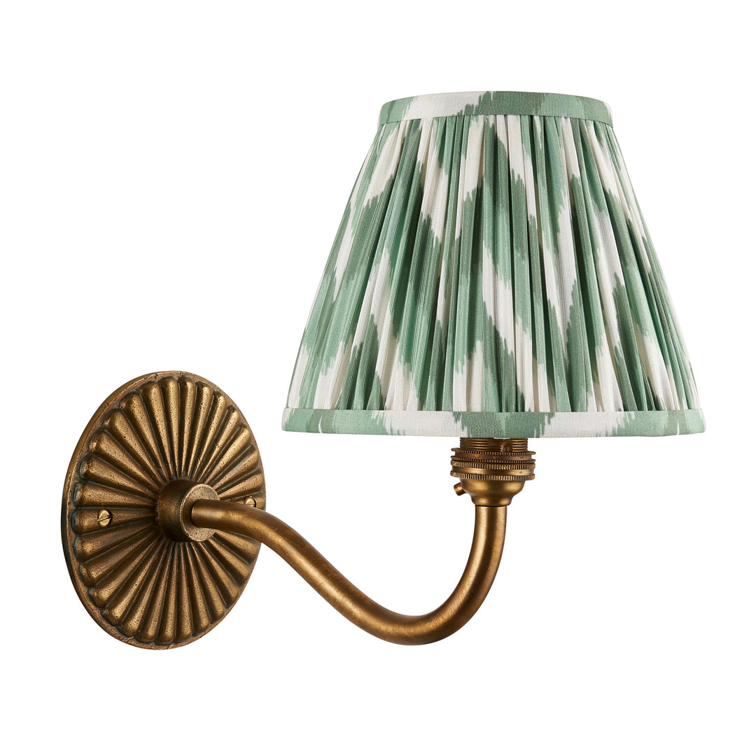 115308 Dahlia Curve &amp; Zigzag 16cm Wall Light Brass Green