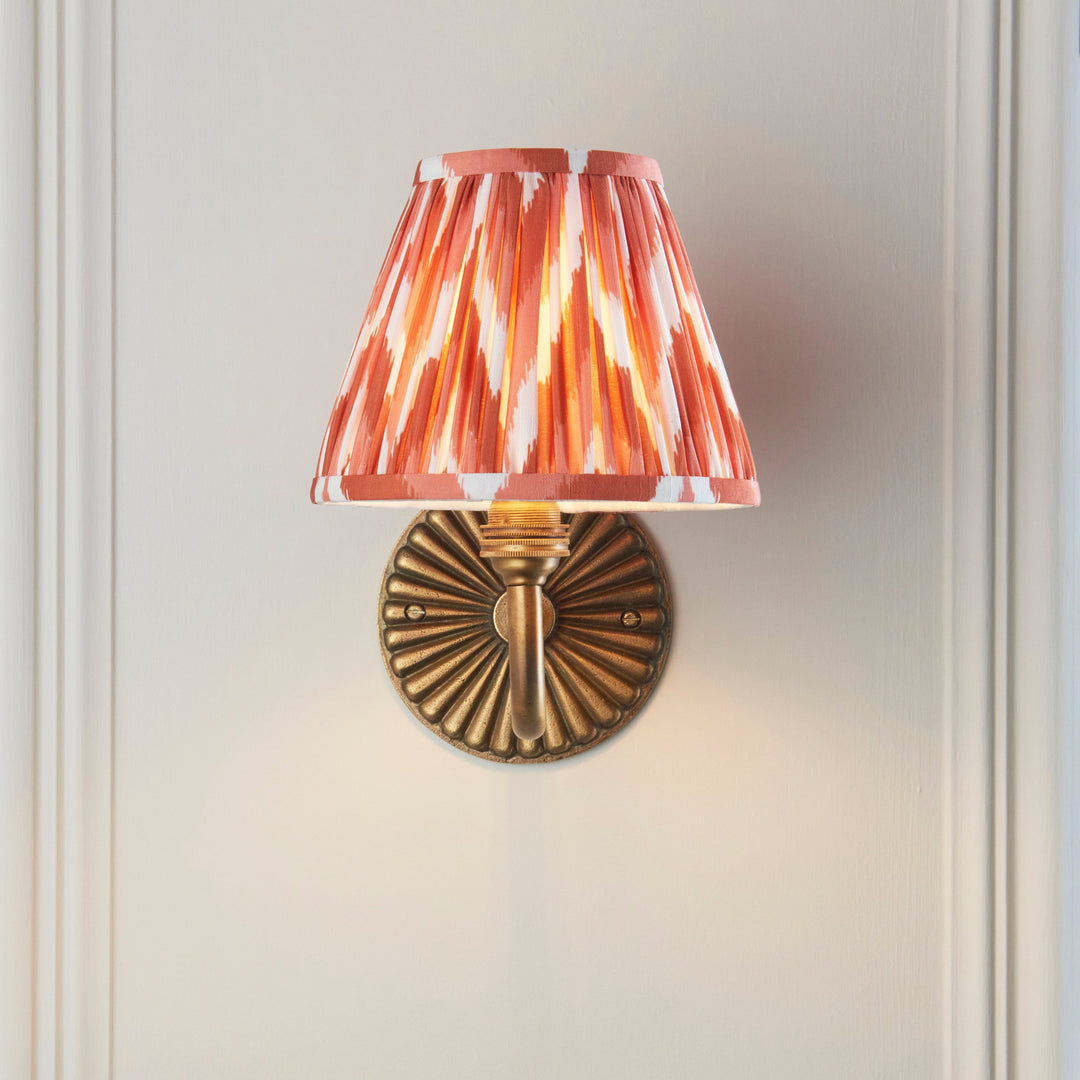 115309 Dahlia Curve &amp; Zigzag 16cm Wall Light Brass Orange