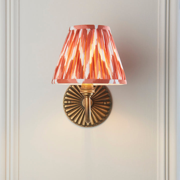115309 Dahlia Curve &amp; Zigzag 16cm Wall Light Brass Orange