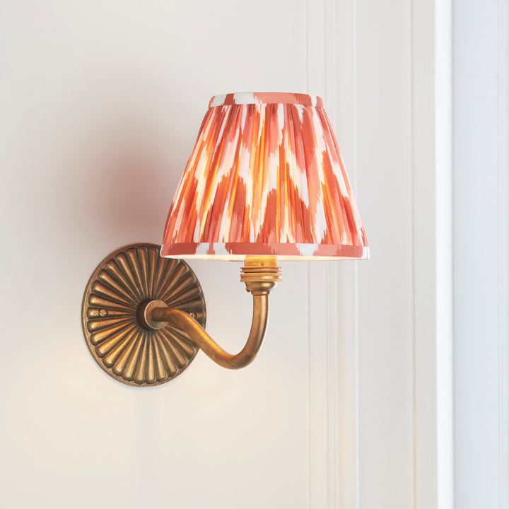 115309 Dahlia Curve &amp; Zigzag 16cm Wall Light Brass Orange