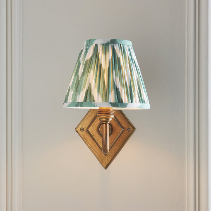 115400 Diamond Curve &amp; Zigzag 16cm Wall Light Brass Green