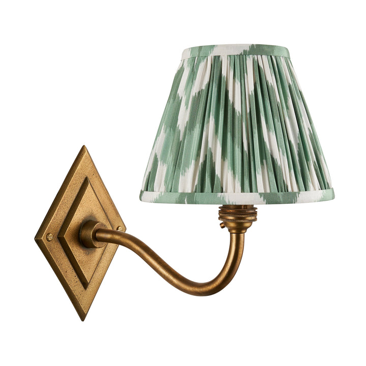 115400 Diamond Curve &amp; Zigzag 16cm Wall Light Brass Green