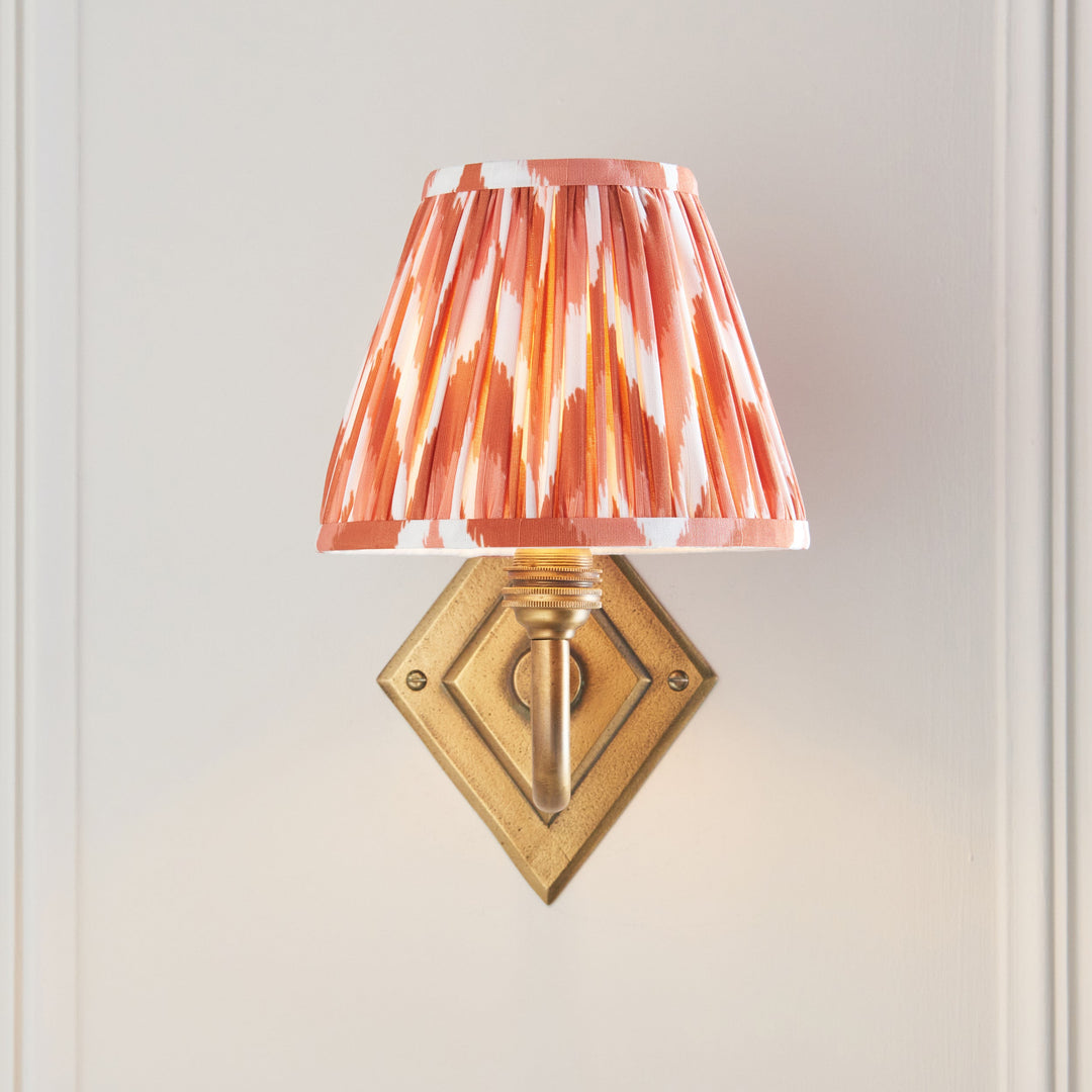 115401 Diamond Curve &amp; Zigzag 16cm Wall Light Brass Orange