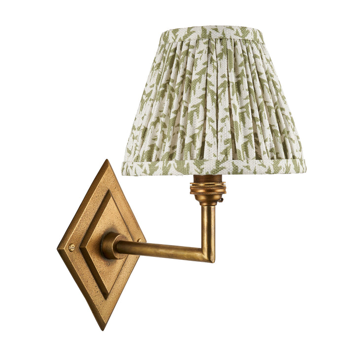 115411 Diamond Angle &amp; Leaf 16cm Wall Light Brass Green