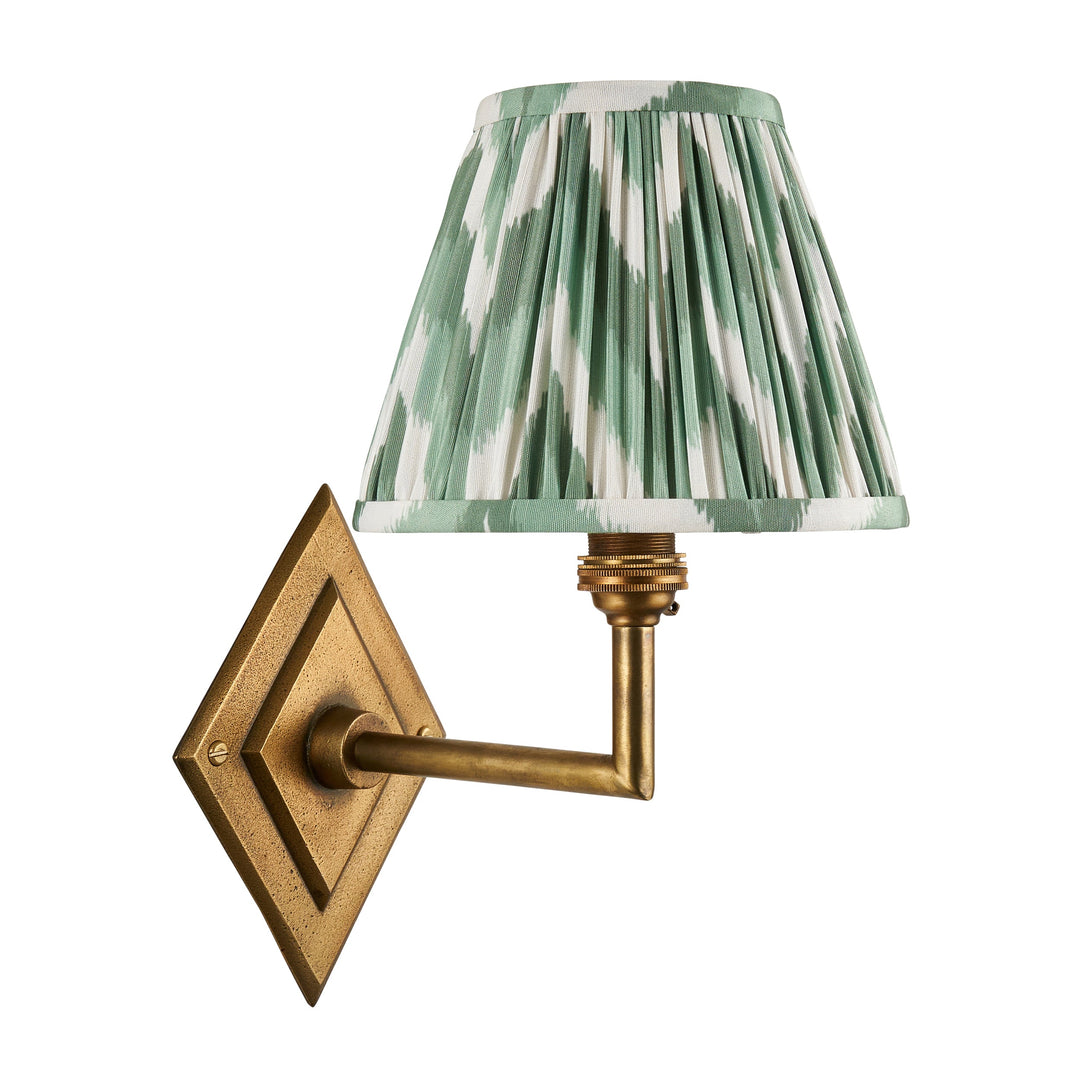 115416 Diamond Angle &amp; Zigzag 16cm Wall Light Brass Green