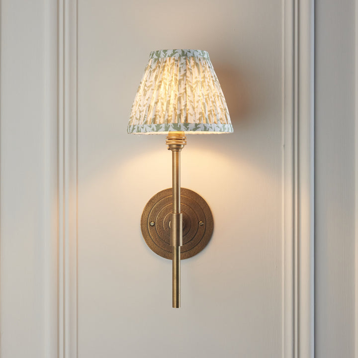 115427 Halo Tall &amp; Leaf 16cm Wall Light Brass Green