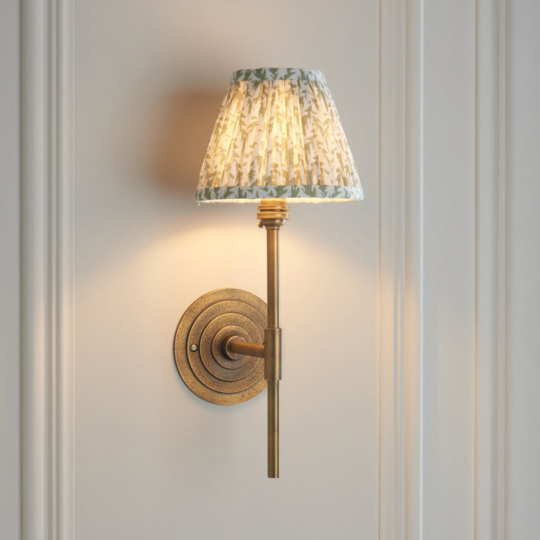 115427 Halo Tall &amp; Leaf 16cm Wall Light Brass Green
