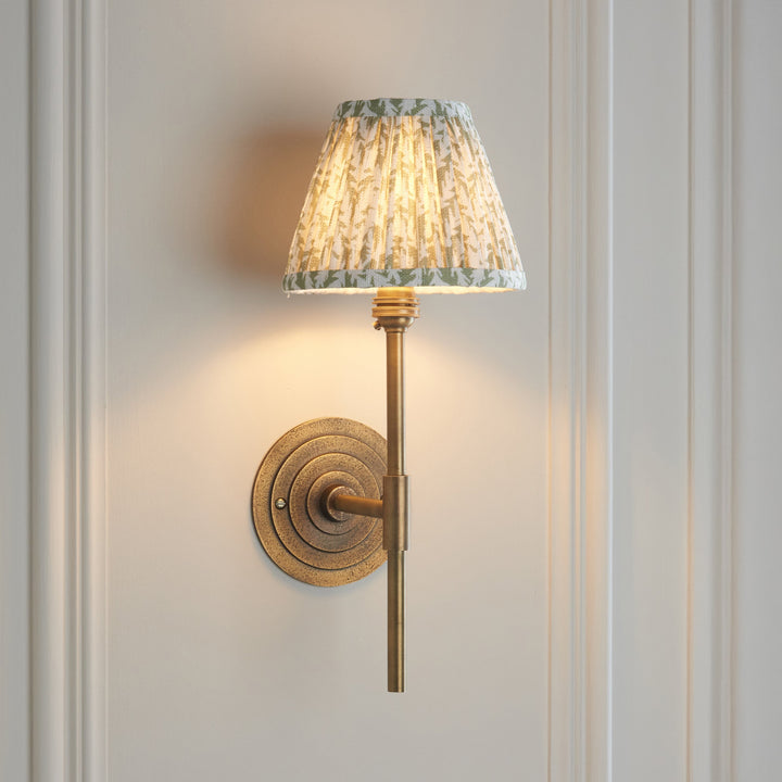 115427 Halo Tall &amp; Leaf 16cm Wall Light Brass Green