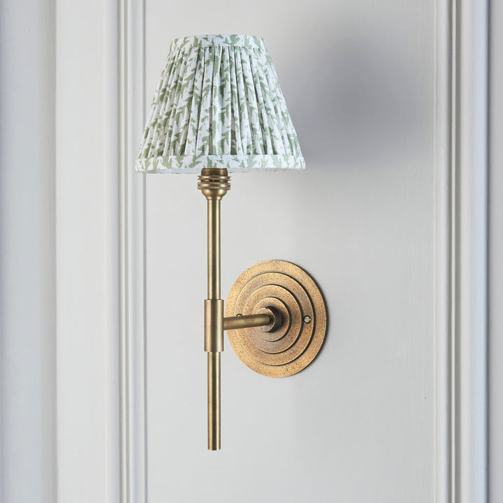 115427 Halo Tall &amp; Leaf 16cm Wall Light Brass Green