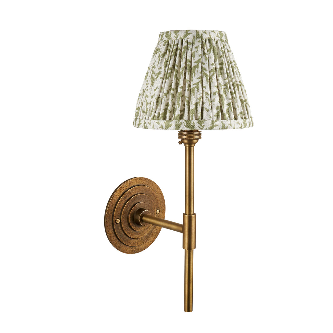 115427 Halo Tall &amp; Leaf 16cm Wall Light Brass Green
