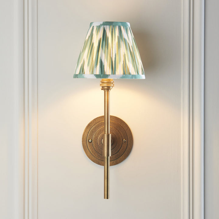 115432 Halo Tall &amp; Zigzag 16cm Wall Light Brass Green
