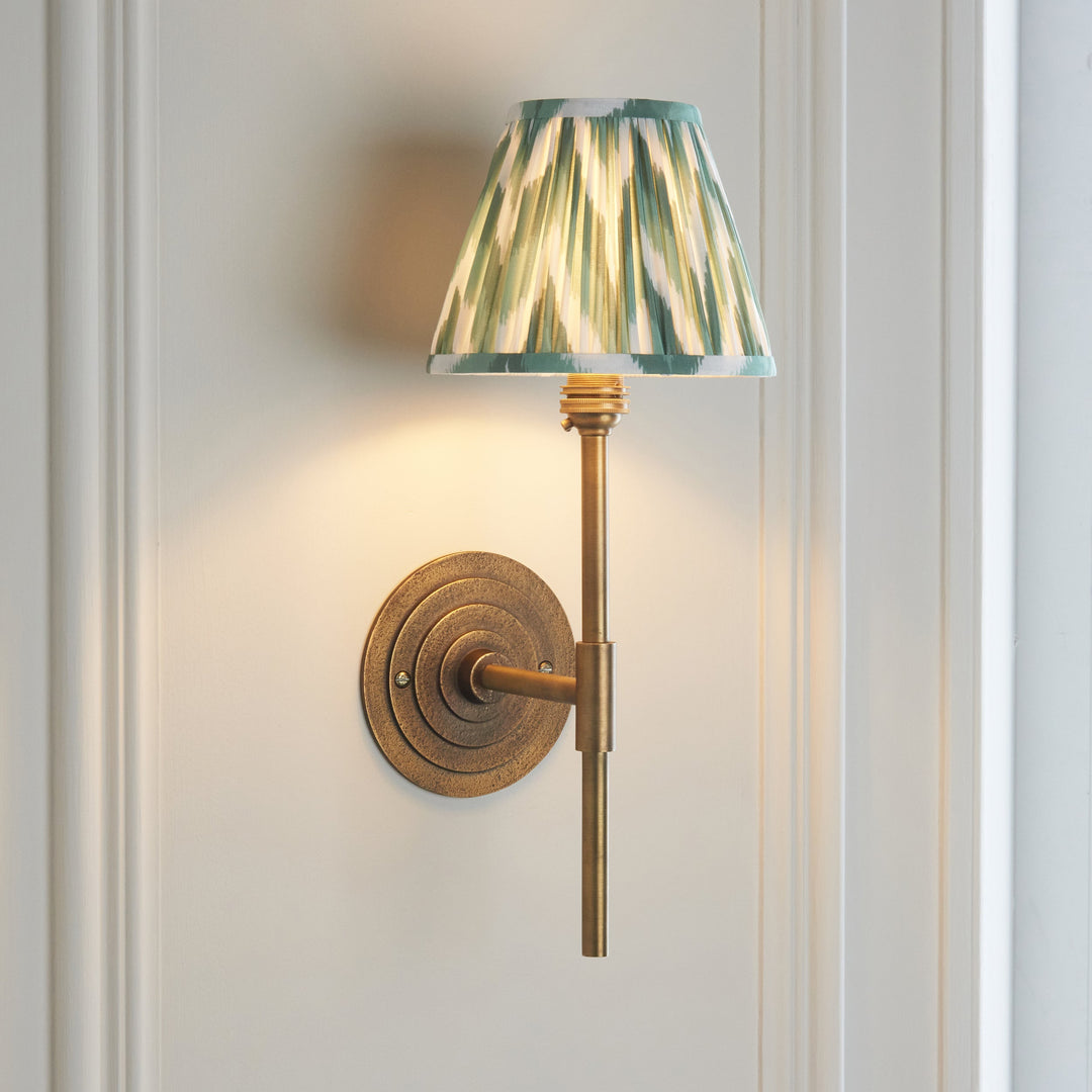 115432 Halo Tall &amp; Zigzag 16cm Wall Light Brass Green