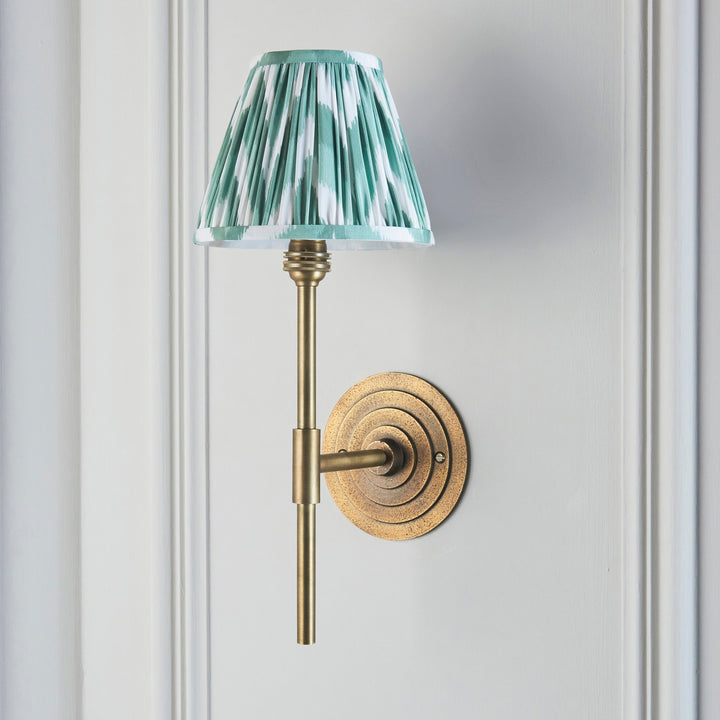 115432 Halo Tall &amp; Zigzag 16cm Wall Light Brass Green