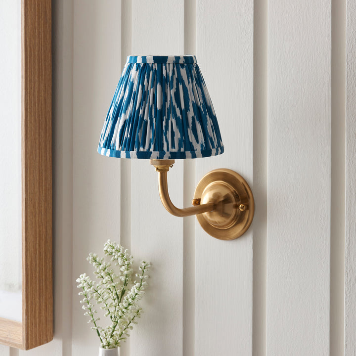 115598 Dome Arc &amp; Ikat 16cm Wall Light Brass Blue