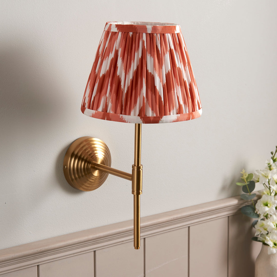 116021 Obelisk T Bar &amp; Zigzag 20cm Wall Light Brass Orange