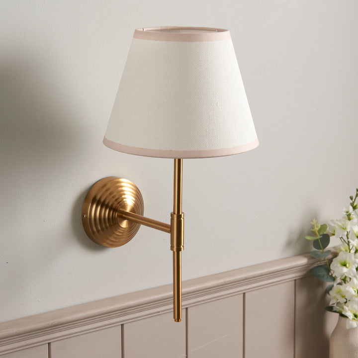 116024 Obelisk T Bar &amp; Ivy 20cm Wall Light Brass White