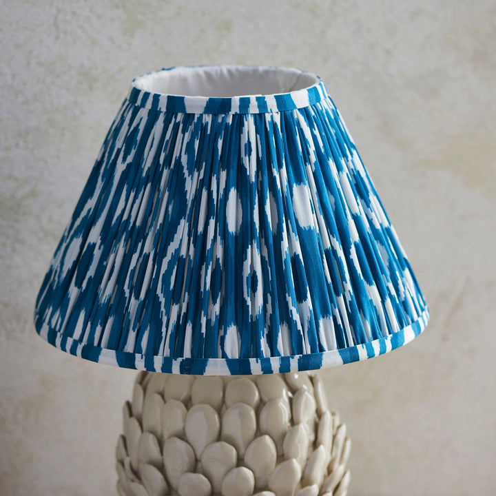 116419 Layered Leaf &amp; Ikat 30cm Table Lamp Ivory Blue