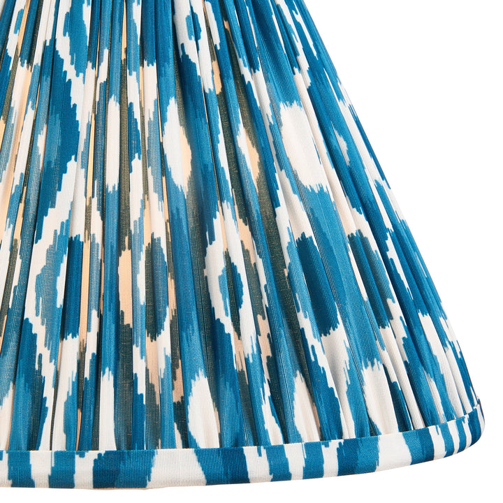 116419 Layered Leaf &amp; Ikat 30cm Table Lamp Ivory Blue