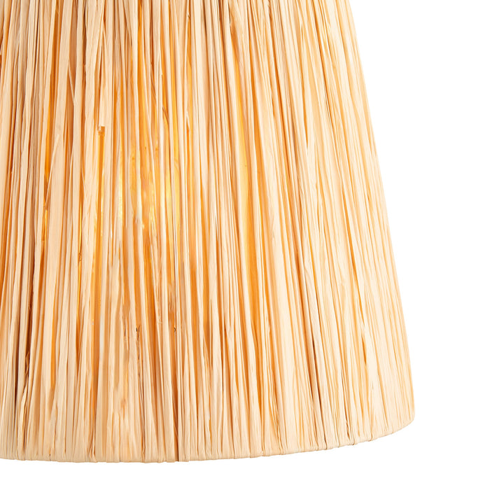 116422 Layered Leaf &amp; Raffia 30cm Table Lamp Ivory