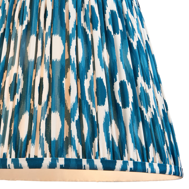 116464 Layered Leaf &amp; Ikat 35cm Table Lamp Ivory Blue