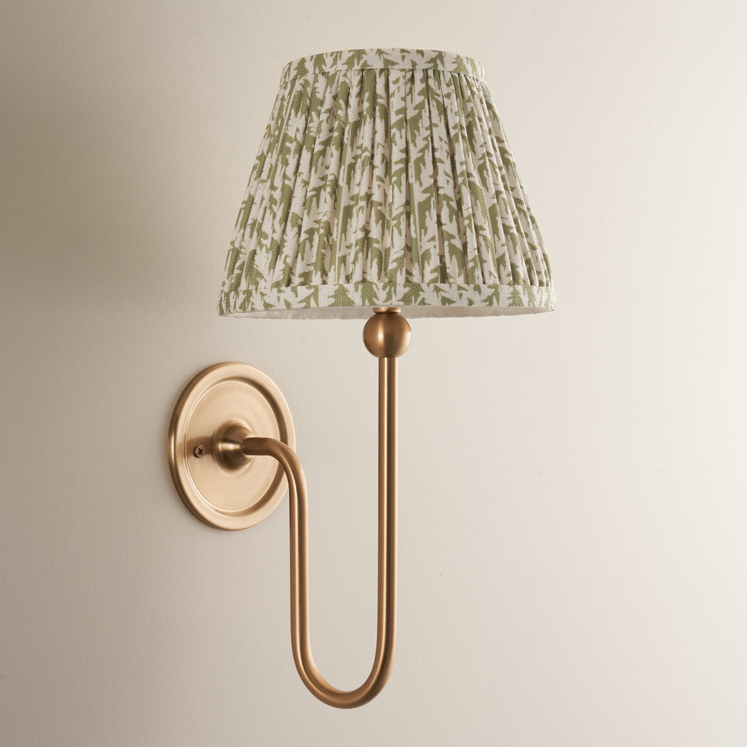 116821 Santiago &amp; Leaf 20cm Wall Light Brass Green