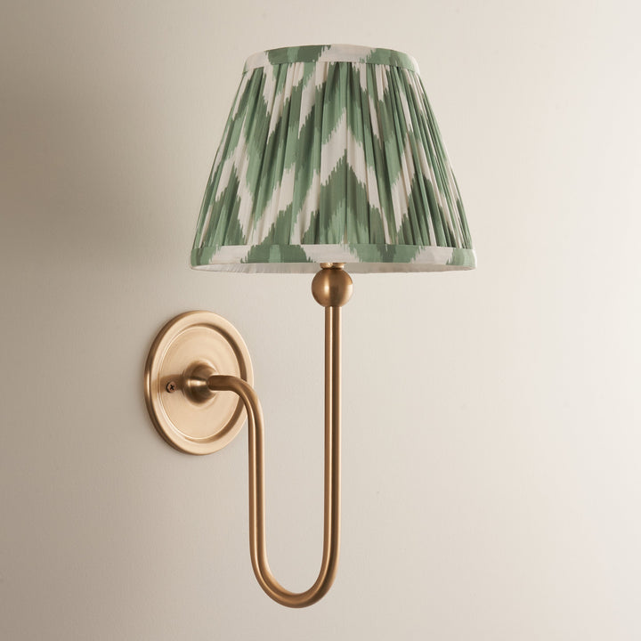 116826 Santiago &amp; Zigzag 20cm Wall Light Brass Green