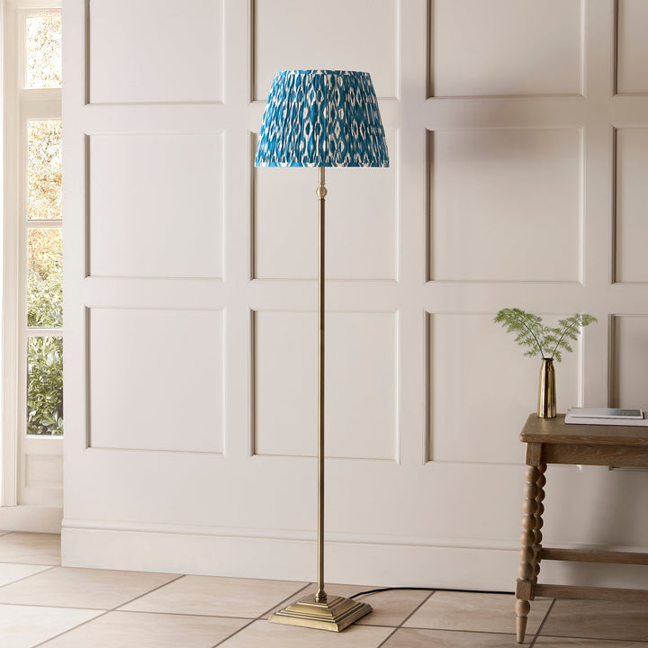 118007 Lille &amp; Ikat 40cm Floor Lamp Brass Blue