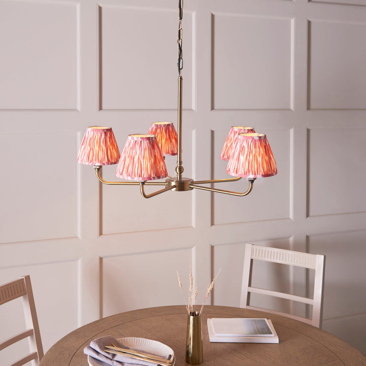 118045 Lille &amp; Ikat 16cm 5 Light Pendant Brass Pink