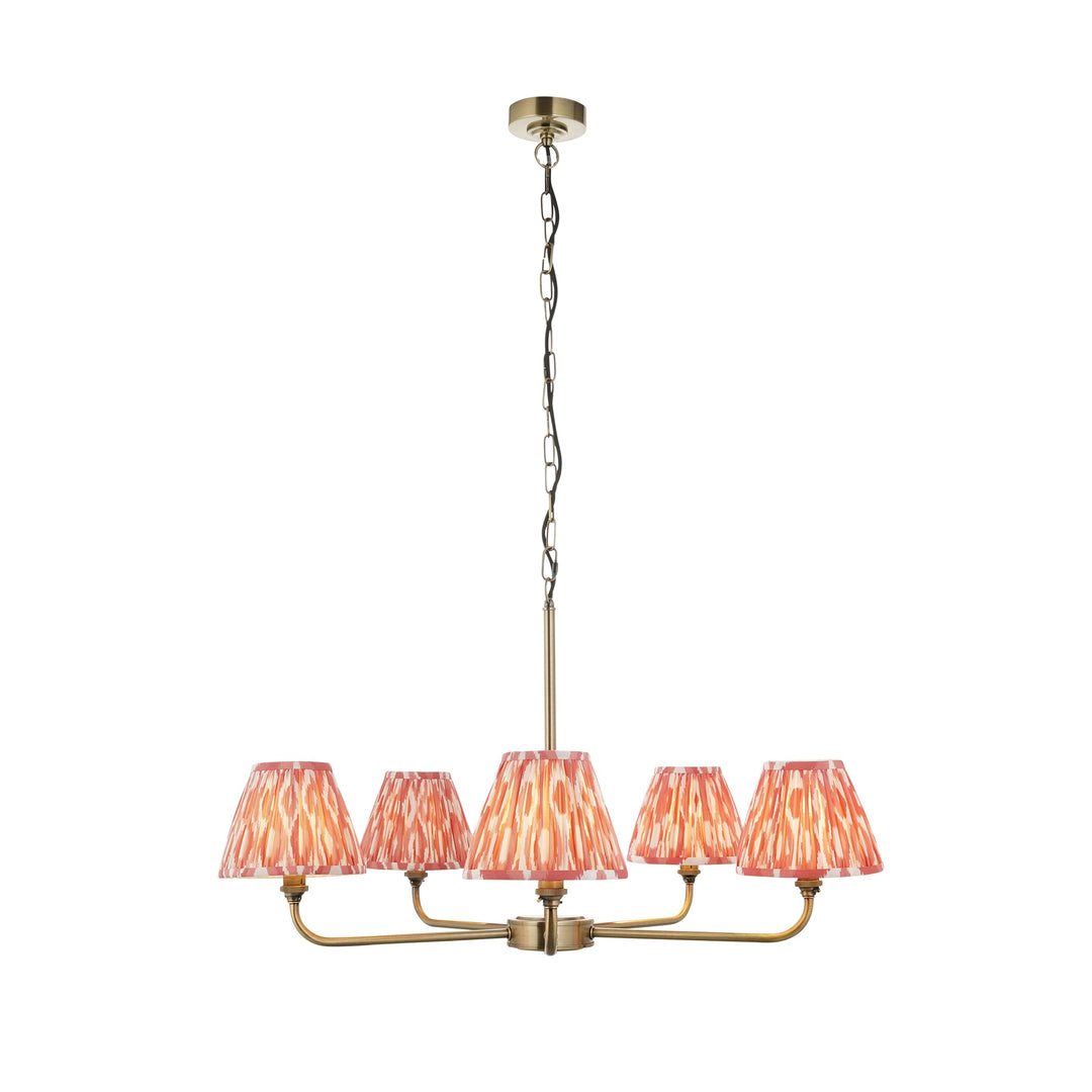 118045 Lille &amp; Ikat 16cm 5 Light Pendant Brass Pink