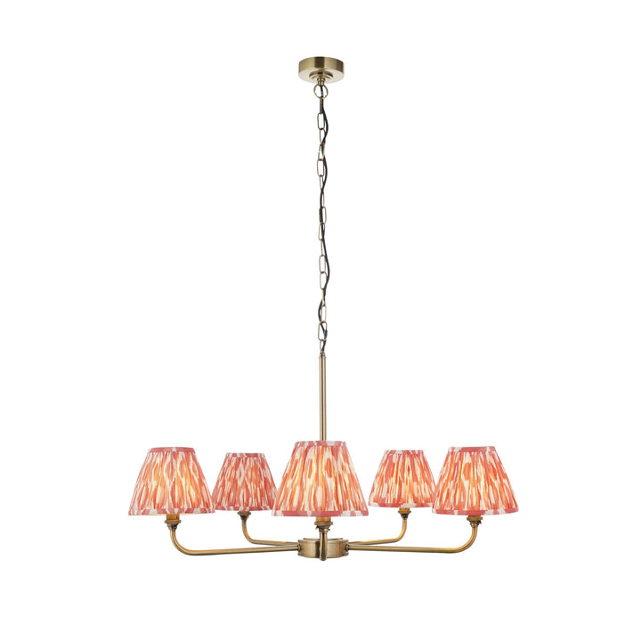 118045 Lille &amp; Ikat 16cm 5 Light Pendant Brass Pink