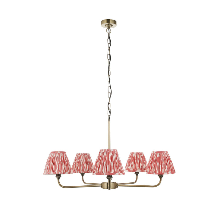 118045 Lille &amp; Ikat 16cm 5 Light Pendant Brass Pink