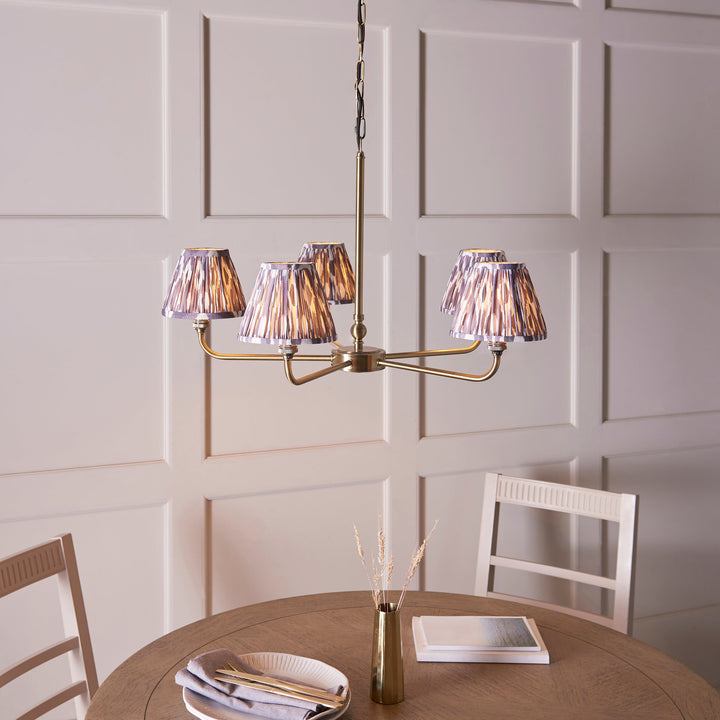 118053 Lille &amp; Ikat 16cm 5 Light Pendant Brass Grey