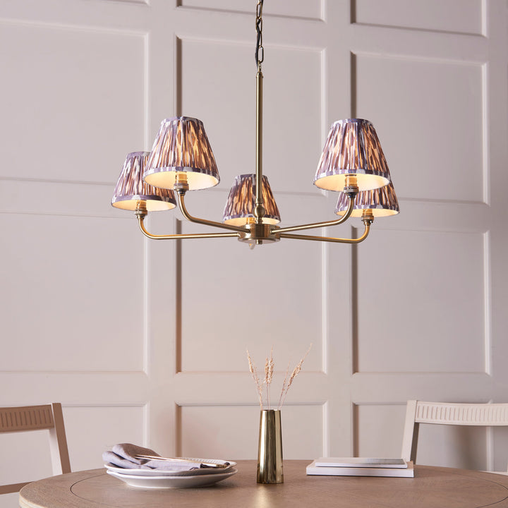 118053 Lille &amp; Ikat 16cm 5 Light Pendant Brass Grey