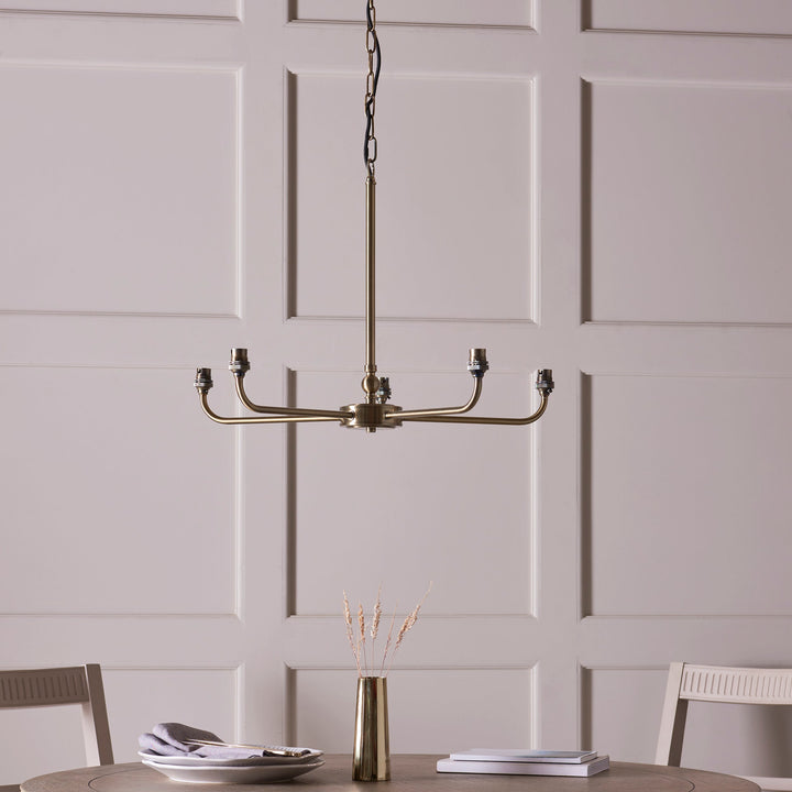 118053 Lille &amp; Ikat 16cm 5 Light Pendant Brass Grey