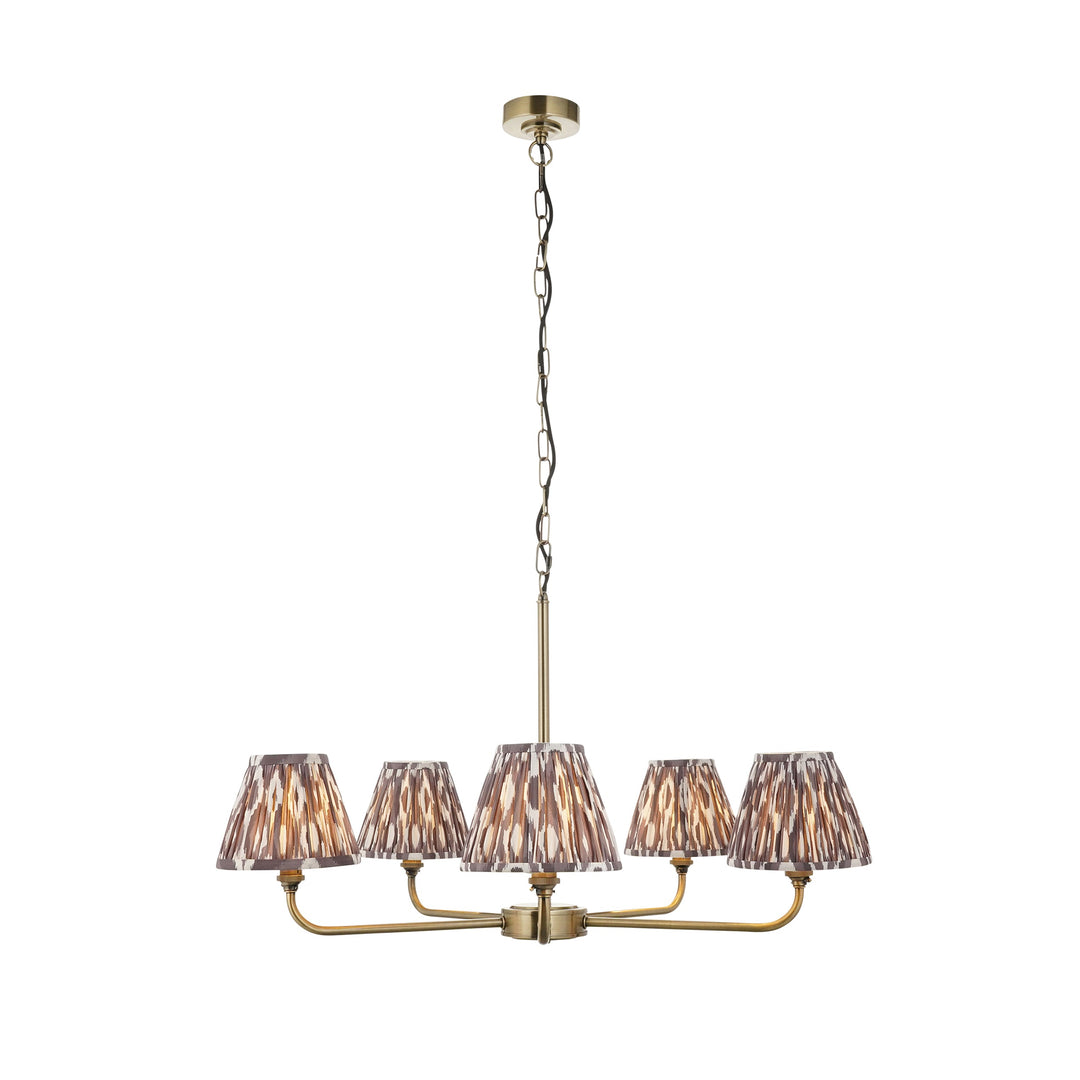 118053 Lille &amp; Ikat 16cm 5 Light Pendant Brass Grey