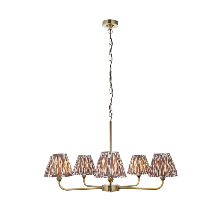 118053 Lille &amp; Ikat 16cm 5 Light Pendant Brass Grey
