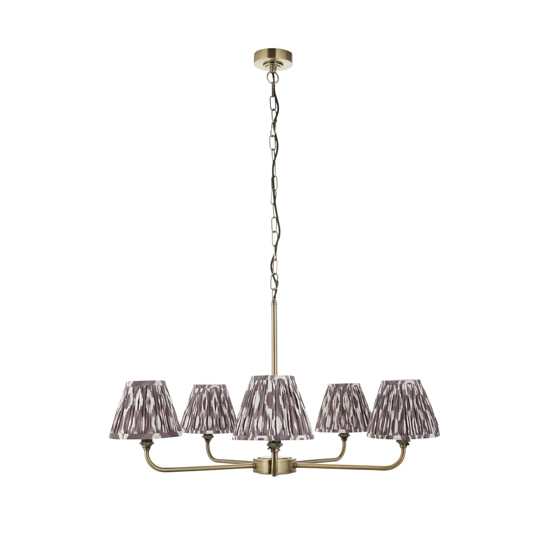 118053 Lille &amp; Ikat 16cm 5 Light Pendant Brass Grey