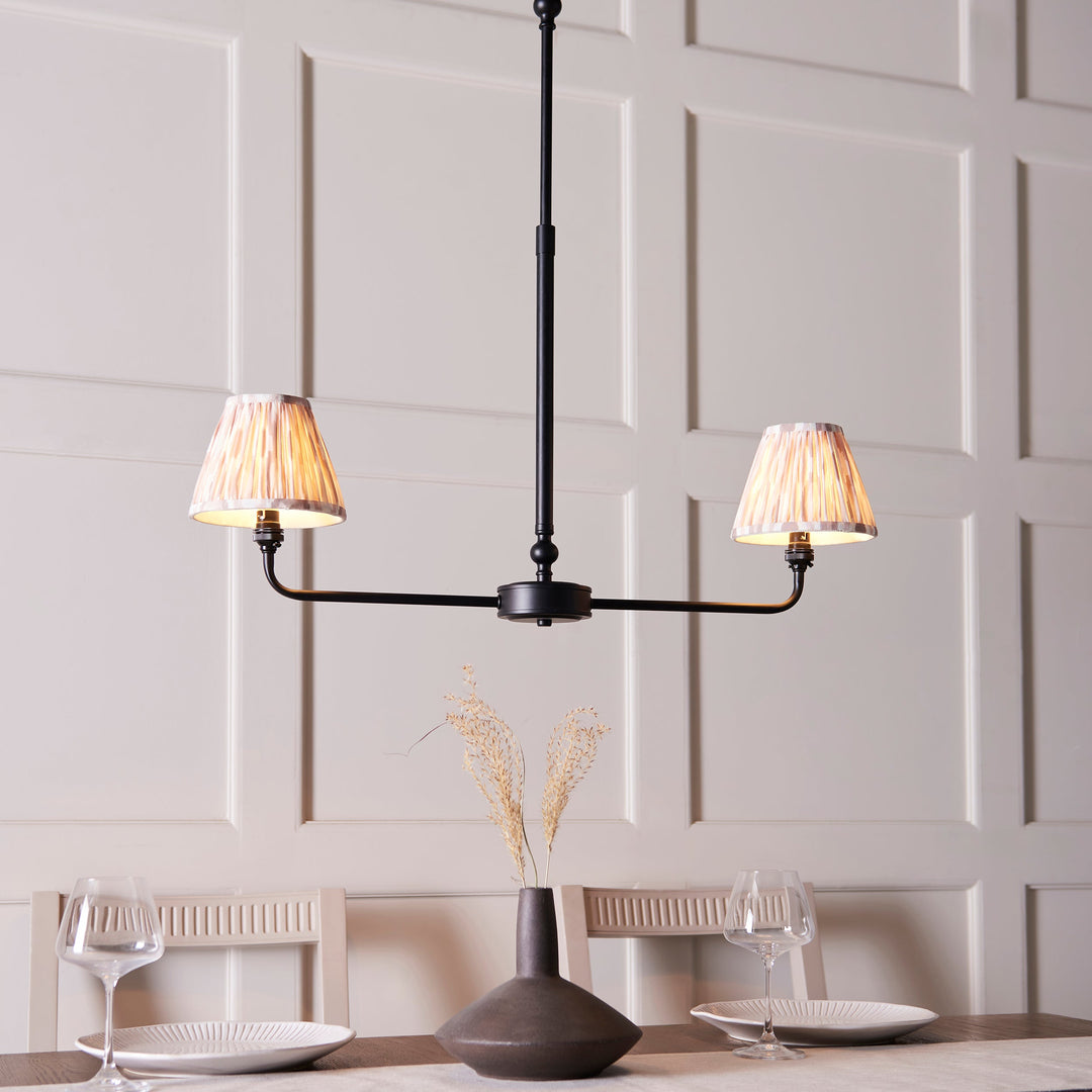 118073 Lille &amp; Ikat 16cm 2 Light Pendant Black