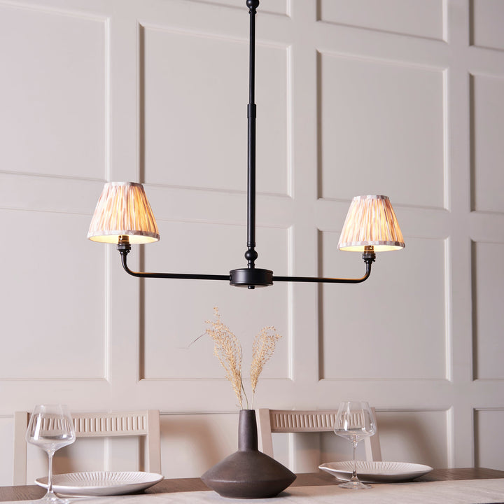 118073 Lille &amp; Ikat 16cm 2 Light Pendant Black