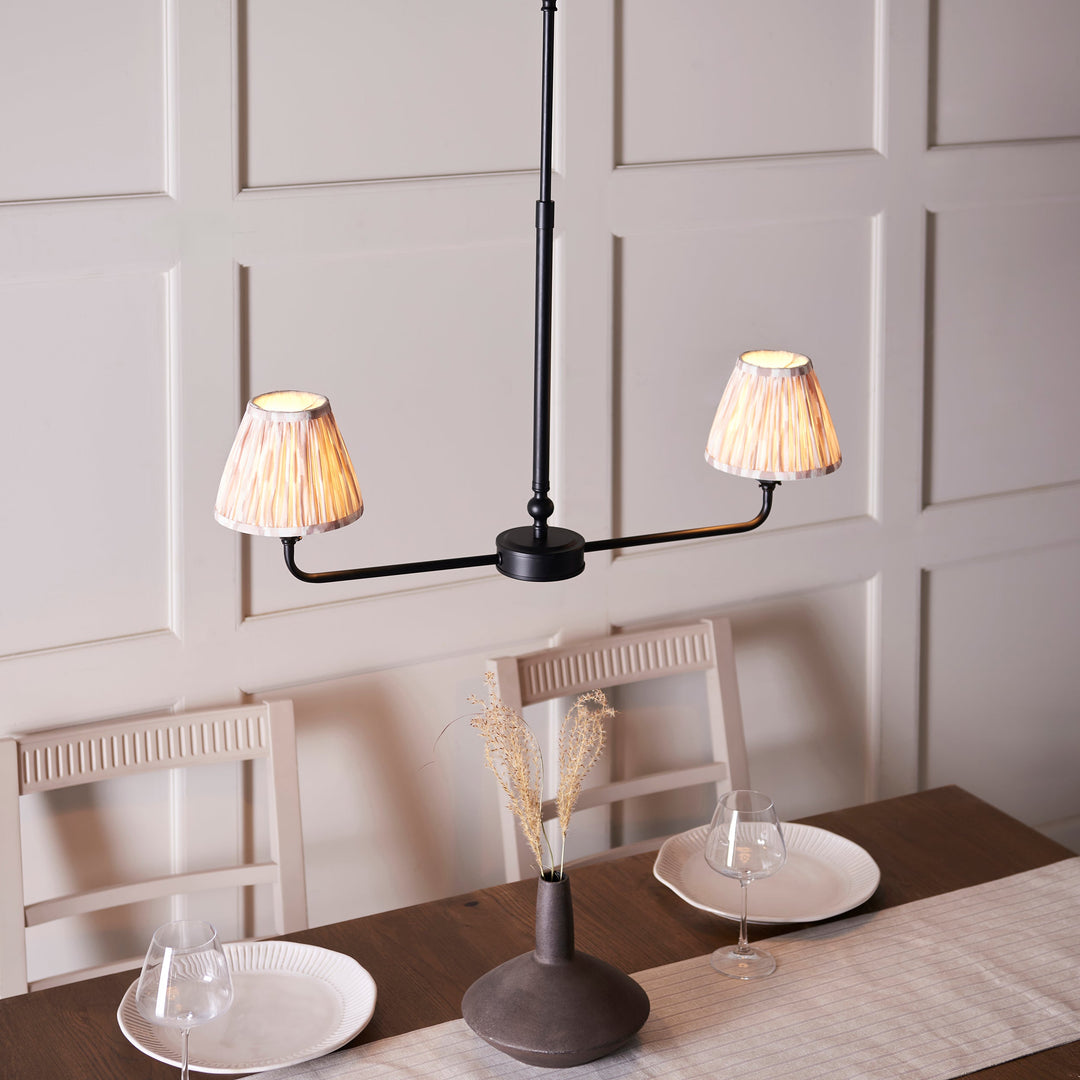 118073 Lille &amp; Ikat 16cm 2 Light Pendant Black